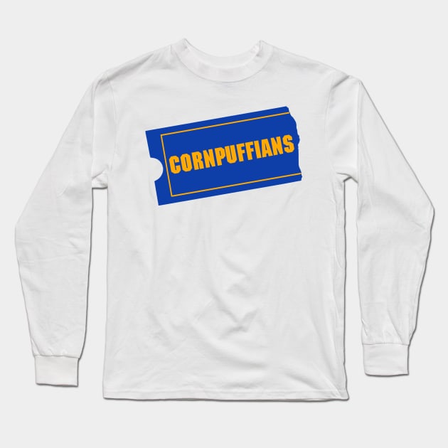 Limited Edition Blockbuster Video Inspired Corn Puffians Design! Long Sleeve T-Shirt by Corn Puff Records